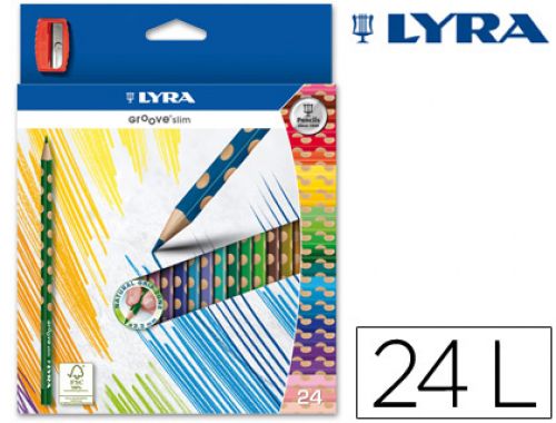 Lpis de cor lyra groove slim triangular minas de 3,3 mm caixa de 24 cores + afia-lpis , Lyra , 49180 , 4084900202432